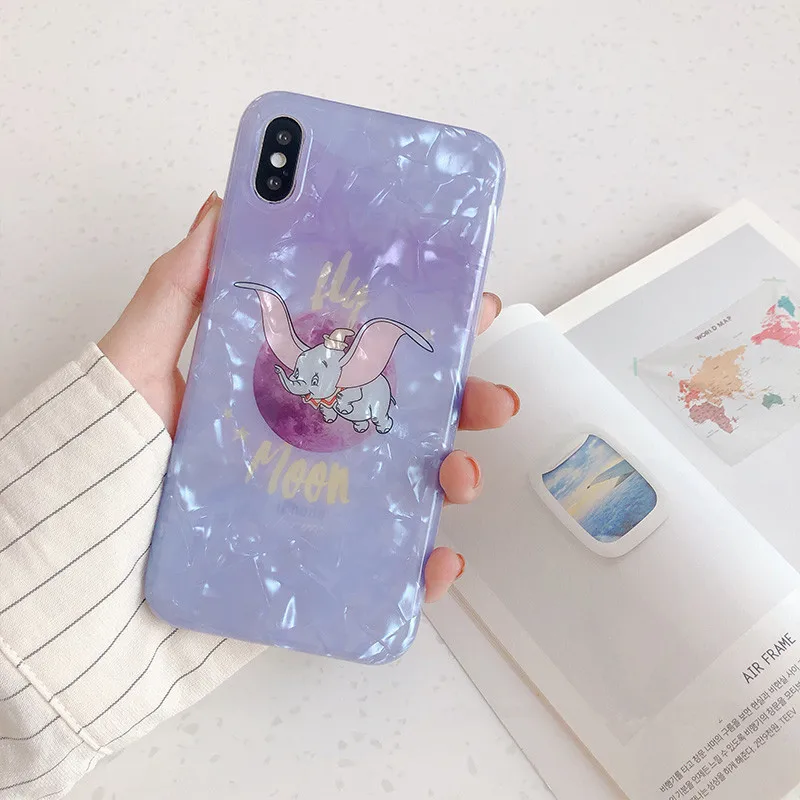 

Cute Animation Cartton Dumbo Phone Case For iPhone 7 7 Puls 6 6S 7 8 Puls X XS XR Xsmax Cases Dream Shell Pattern Soft Cover