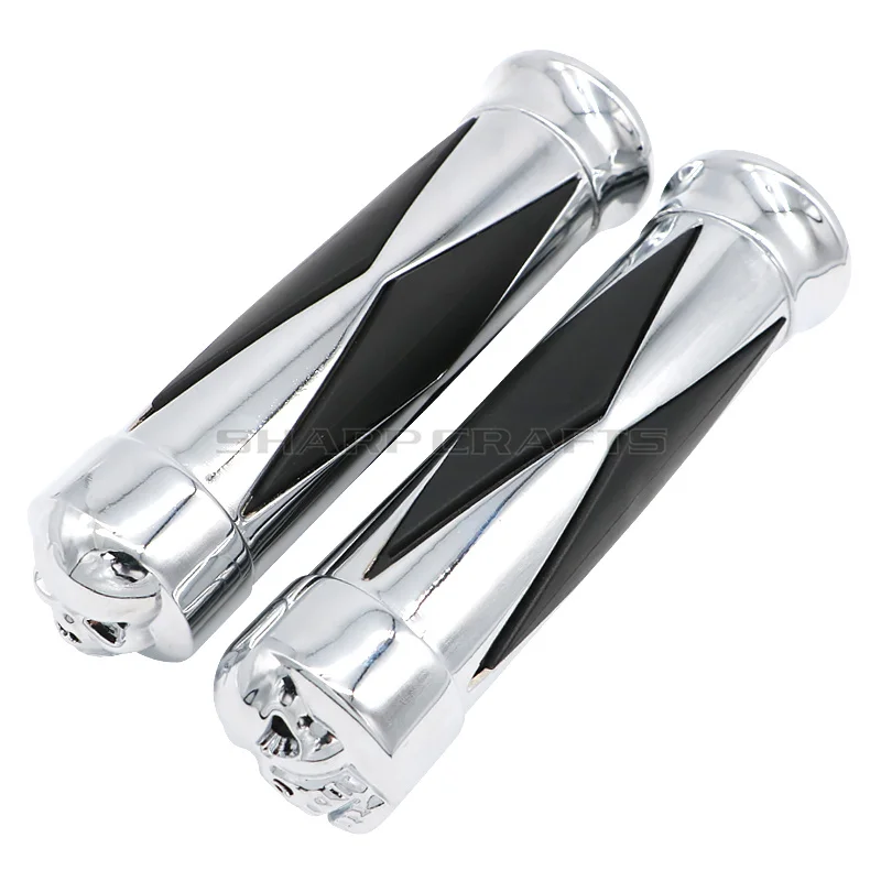 RUBBER DIAMOND CHROME HANDLEBAR HAND GRIPS For YAMAHA HONDA THROTTLE & CLUTCH RUBBER DIAMOND CHROME HANDLEBAR HAND GRIPS For YAMAHA HONDA THROTTLE & CLUTCH