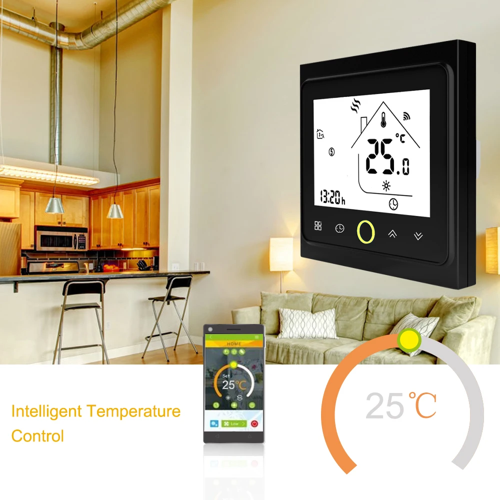 ЖК-цифровой WiFi смарт-контроллер температуры Термостат для газового котла/воды сенсорный экран Еженедельный программируемый энергосберегающий