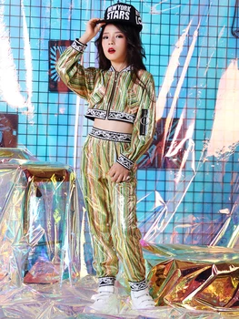 

Children's practice clothes jazz dance costumes hip-hop set girls hip-hop tide clothing long-sleeved performance clothing dance