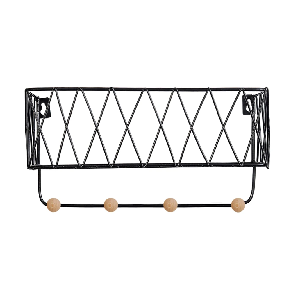 Nordic Style Wrought Iron Grid Wall Mounted Shelf Home Wall Mounted