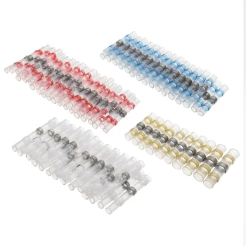 

100pcs WaterproofHeat Shrink Butt Wire Splice Connectors Solder Sleeve AWG 26-10 White/Blue/Red/Yellow