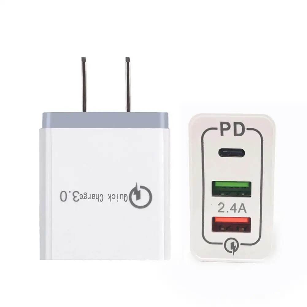 3 منافذ شاحن جداري USB PD QC3.0 سريع شحن 2.4A نوع C USB3.1 سريع تهمة لنا الاتحاد الأوروبي التوصيل PD شاحن ل الهواتف المحمولة و أقراص