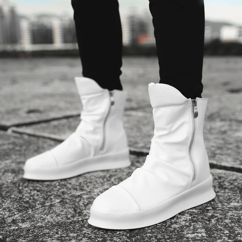 

Stan Shark Hip hop Fashion spring Men Chelsea Boots Slip-On Dress Shoes Dancing Footwear High Top Sneakers Worker Boots