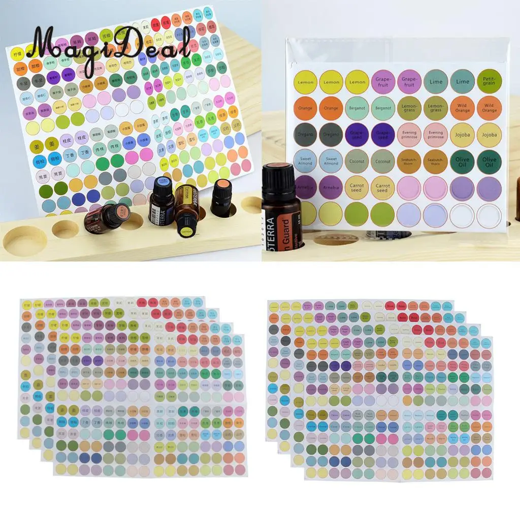 

4pcs Cosmetic Essential Oil Bottle Cap Labels Aromatherapy Vial Stickers with Blank Labels