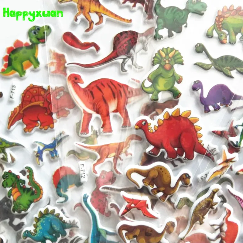 Happyxuan 12 листов детские маленькие милые Мультяшные наклейки с картинками динозавров для мальчиков, животных, награда для детей, для школы учительницы, мини 3D Красочные
