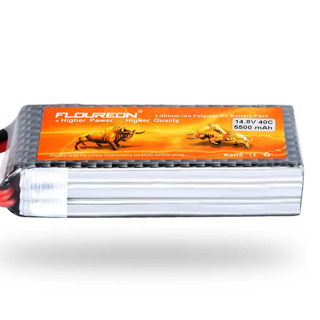 Floureon 4S 14,8 V 5500 мА/ч, 40C с разъем типа «deans» LiPo RC упаковка батарей для 1/8& 1/10 Радиоуправляемая машина Слэш 4X4 Ultimate Traxxas Bandit
