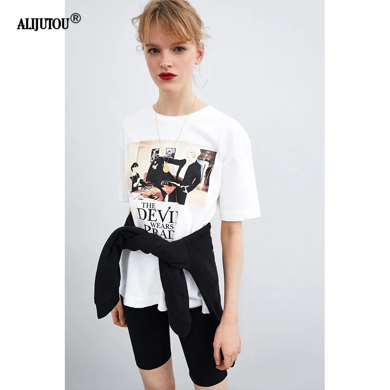Zaraing Summer Short Sleeve Movie T-shirt The Devil Wears Prada Printed Cotton Women Tshirt 2019 new Female Tops Clothing tee