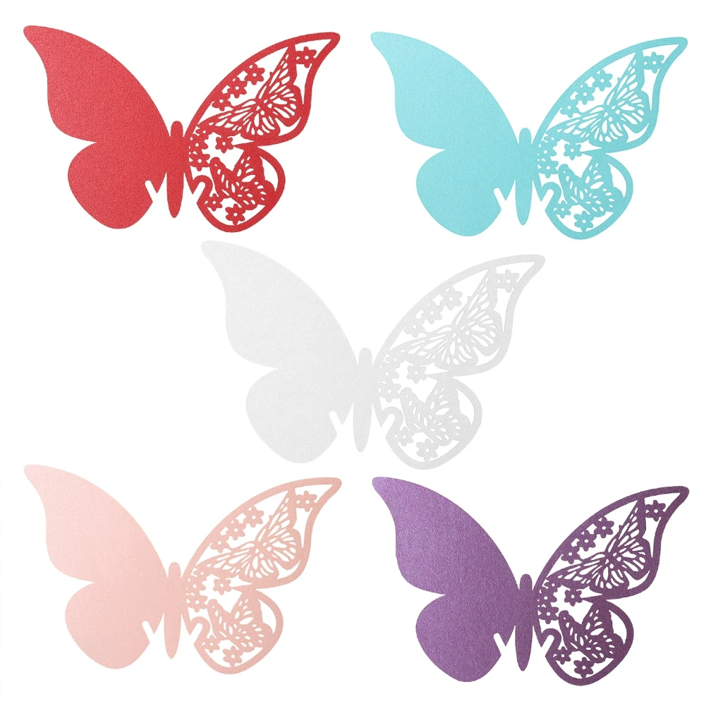 

20pcs Wedding Decoration Butterfly Shape Wedding Hollow Name Place Cards For Wine Glass Table Decoration Garlands Wedding