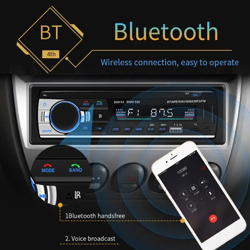 SWM JSD530 автомобильный Радио Bluetooth Авторадио USB 1 Din стерео двойной аудио MP3 SD FM тюнер