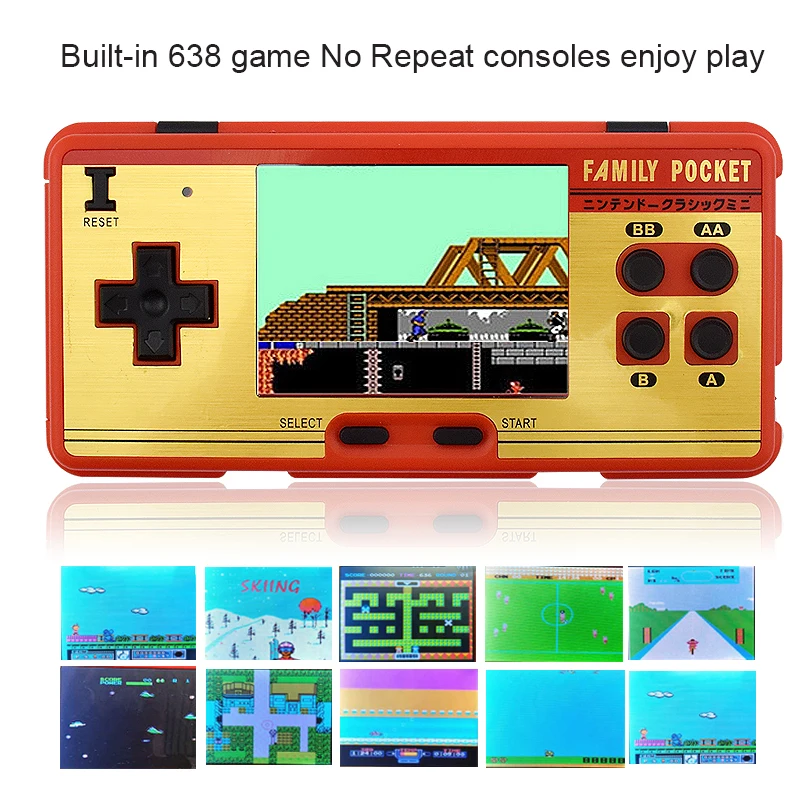 

FORNORM Portable Handheld Game Players Built in 638 Classic Games Console 8 Bit Retro Video Game For Gift Support AV Out Put