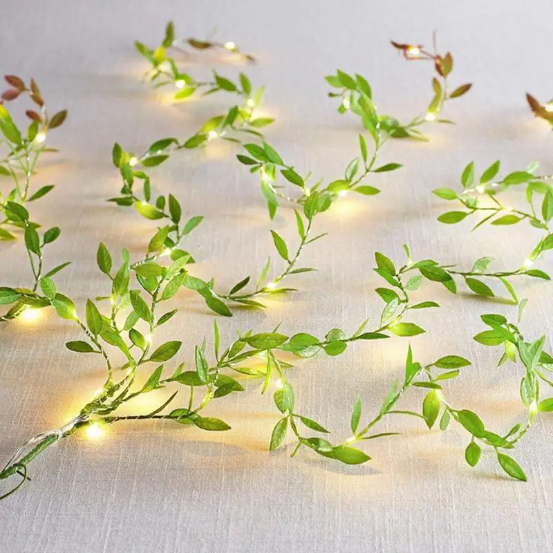  3PCS Simulated Gold And Silver Leaves Color Flower Vine Lighting Garland Decoration Kindergarten Ha - 32957363856