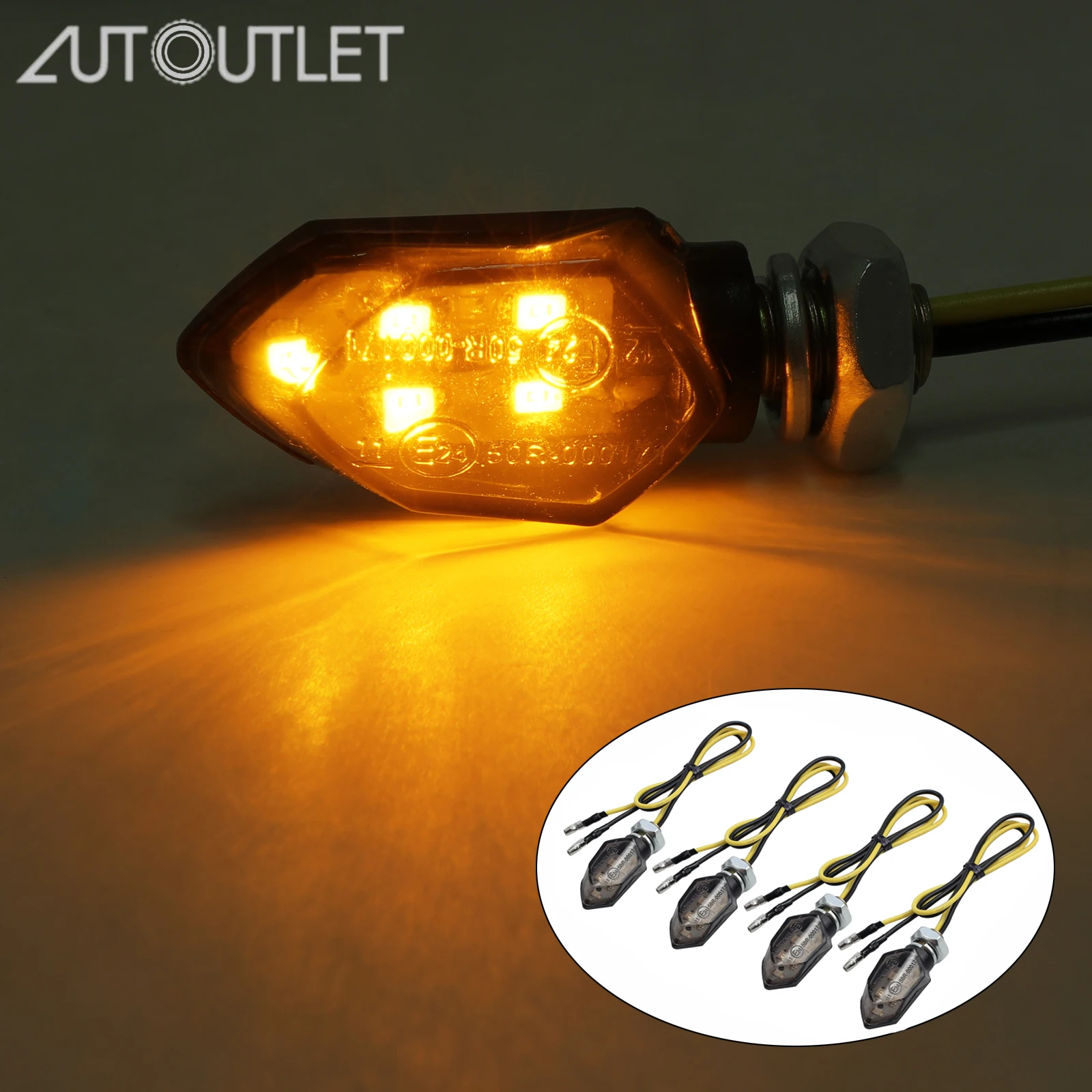 AUTOUTLET 4 шт. мотоцикл поворотники свет встроенный реле течет вода мигающий 5LED мигалка гибкие Задний сигнал