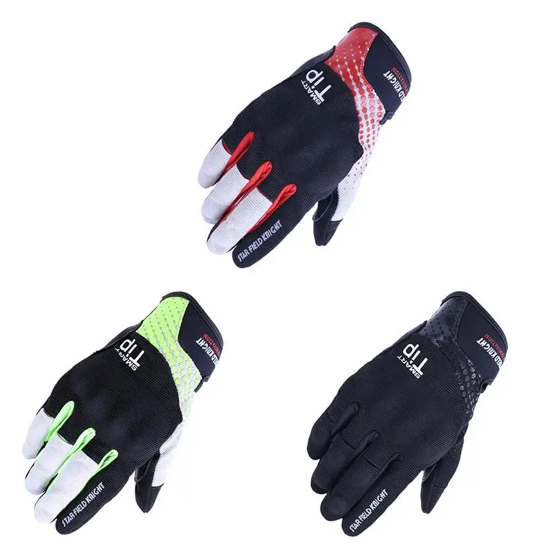 

1 Pair Pack Summer Personalized Motorcycle Gloves Reflective Breathable Touchscreen Racing Full Finger Protective Cycling Matts
