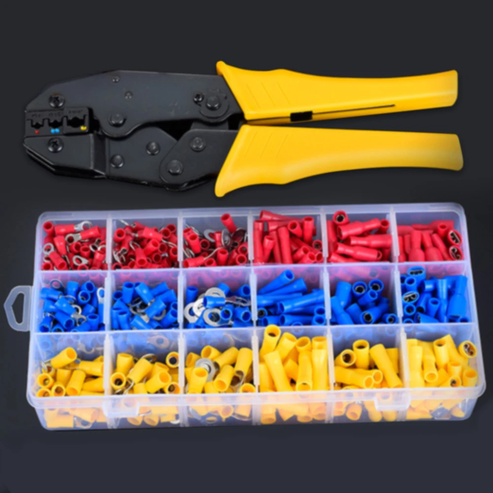 

Crimping Plier Set With Terminal Self Adjustable Insulated Ratchet Tool DIY Manual Cutting Pressure Wire Electric Connector #05