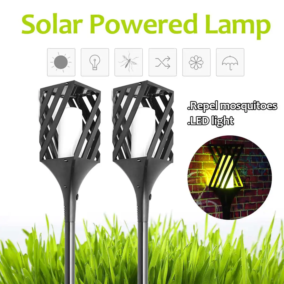 

2Pcs Outdoor Solar Power Light Mosquito Killer Lamp Garden Lawn Camping Night Lights Pest Bug Zapper Insect Repeller UV Lamp