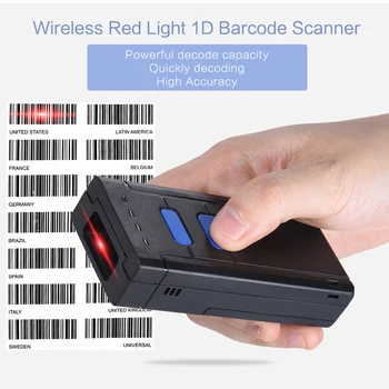 

Portable Wireless Bluetooth Red/Laser Light 1D Barcode Scanner Reader Support for windows XP IOS Android OS for Supermarket