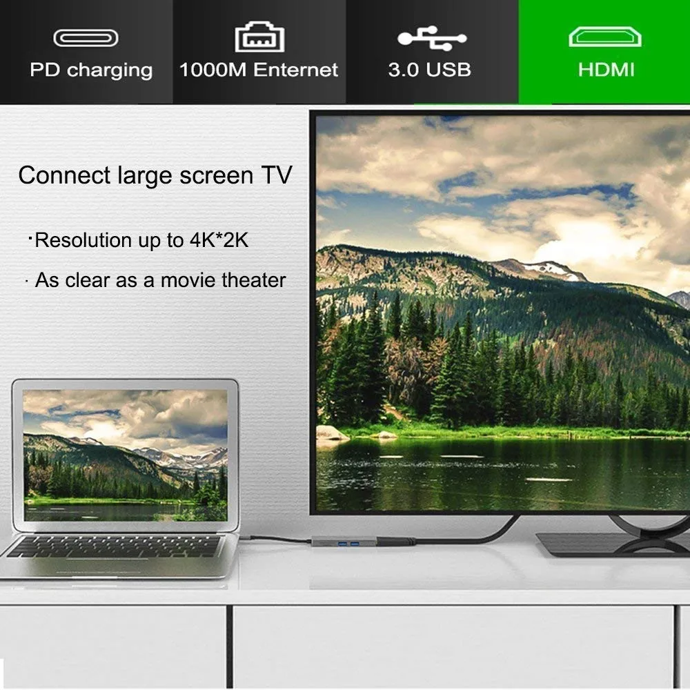 Концентратор USB Type C HDMI 4K концентратор для Гигабитного Ethernet Rj45 Lan 2 3 0 адаптер Mac book