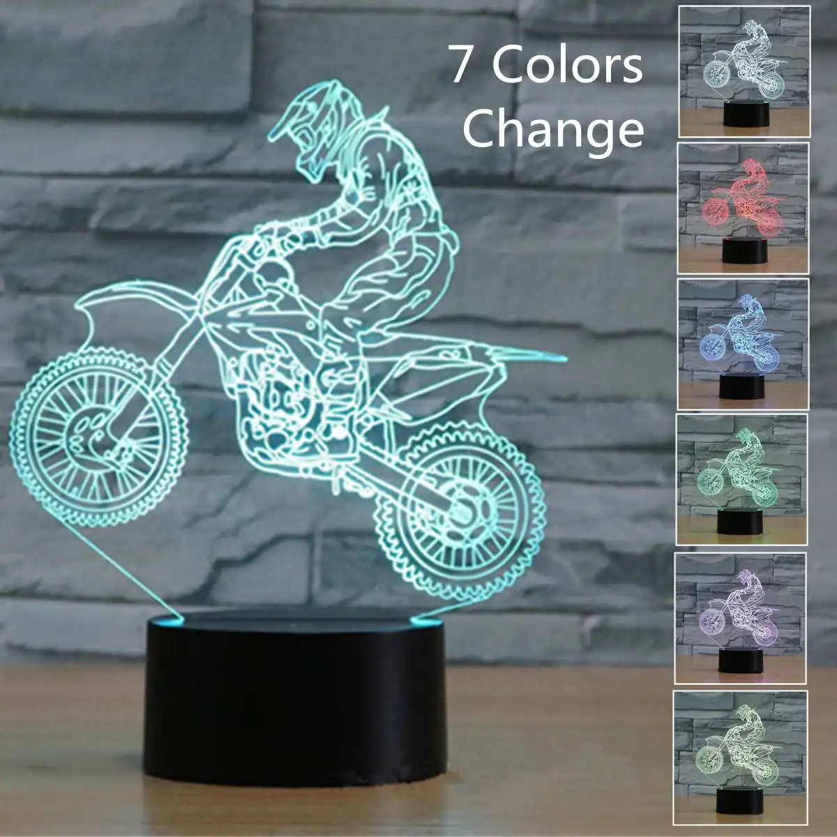 

Dirt Bike Shape 3D Table Lamp 7 Color Change Touchs Switch LED Night Light Acrylic Desk Lamp Novelty Indoor Lighting Table Lamp