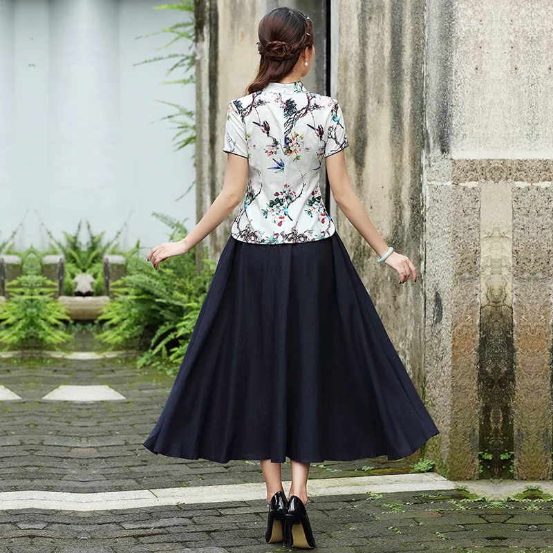 Ladies Chinese Tops Vintage Cotton Linen Shirts 3XL 4XL Plus Size Chinese Clothing Tang Tea Guzheng Qipao Blouse Traditional