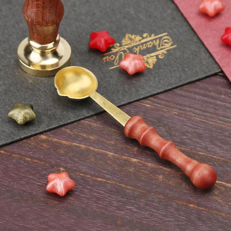 

Vintage Sealing Stamp Spoon Wooden Handle Wax Melting Spoons for Cards Scrapbooking Tool Sealing Wax Stamps Spoon Heating Scoop