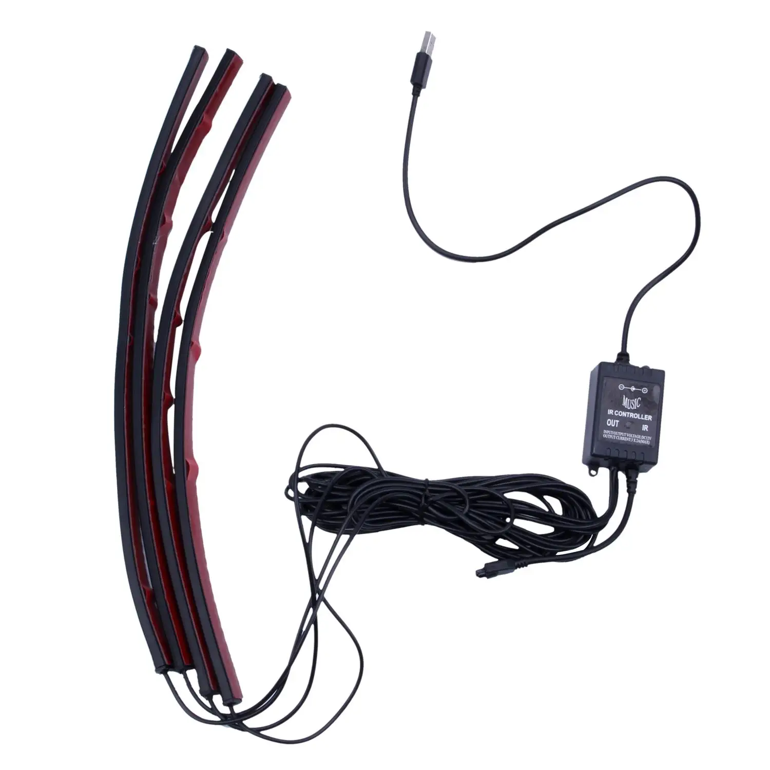 

4X18LED DC12V Lights USB Wireless Music Control 8 Color RGB Car Interior Lights
