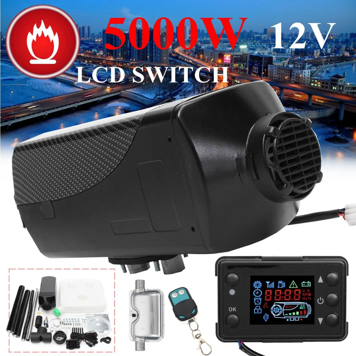 5KW 12V Air Diesels Heater Parking Heater With Remote Control LCD