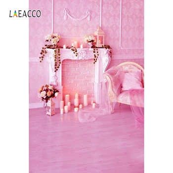 

Laeacco Fireplace Flower Candle Sofa Backdrop Baby Portrait Photography Background Custom Photographic Backdrop For Photo Studio