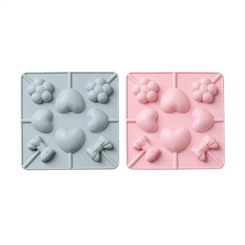

8 Cavity Bow Love Heart Silicone Lollipop Mold Silicone Mold Chocolate Mould