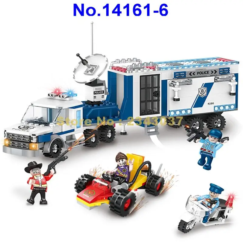 

14161-6 City Police Truck Car Motorcycle Ship Helicopter ATM Building Blocks Toy