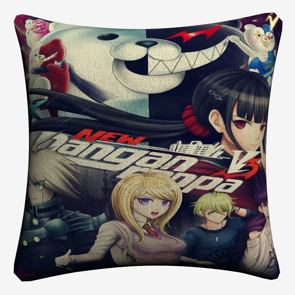 Новинка декоративная наволочка Danganronpa V3 с полными фигурами из хлопка и льна 45x45 см