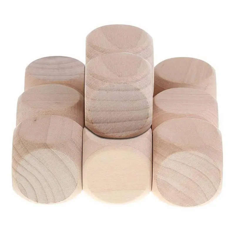 

10PCS Wooden Blank Dice Six-sided Wooden Dice Making Pattern Children's Engraving Toy Game Dice DIY Decorating Craft Projects