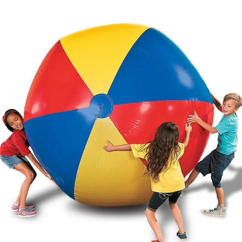 80 см/100 см/150 см гигантский надувной пляжный мяч большой трехцветный утолщенный ПВХ водный волейбол Футбол наружные вечерние детские игрушки
