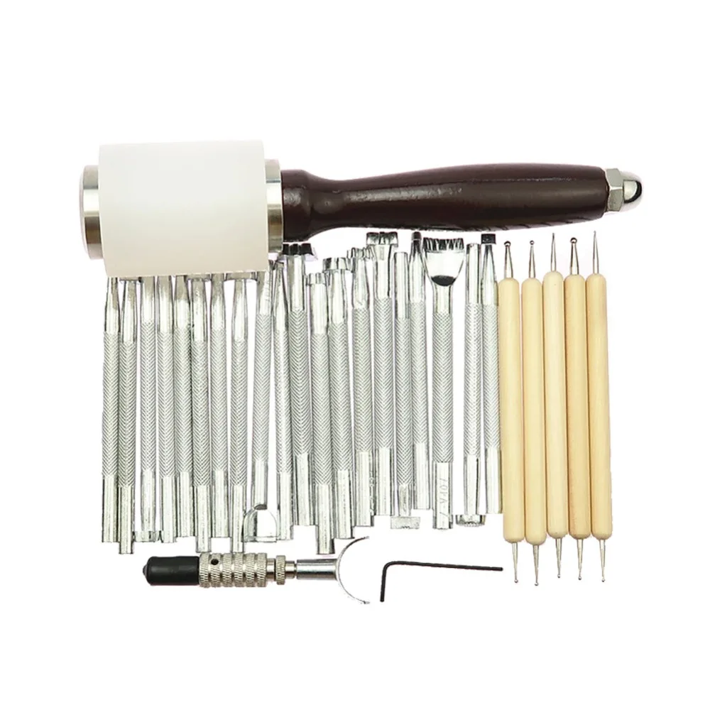 27pcs DIY Leather Working Saddle Stamping Tools Set for Leathercraft