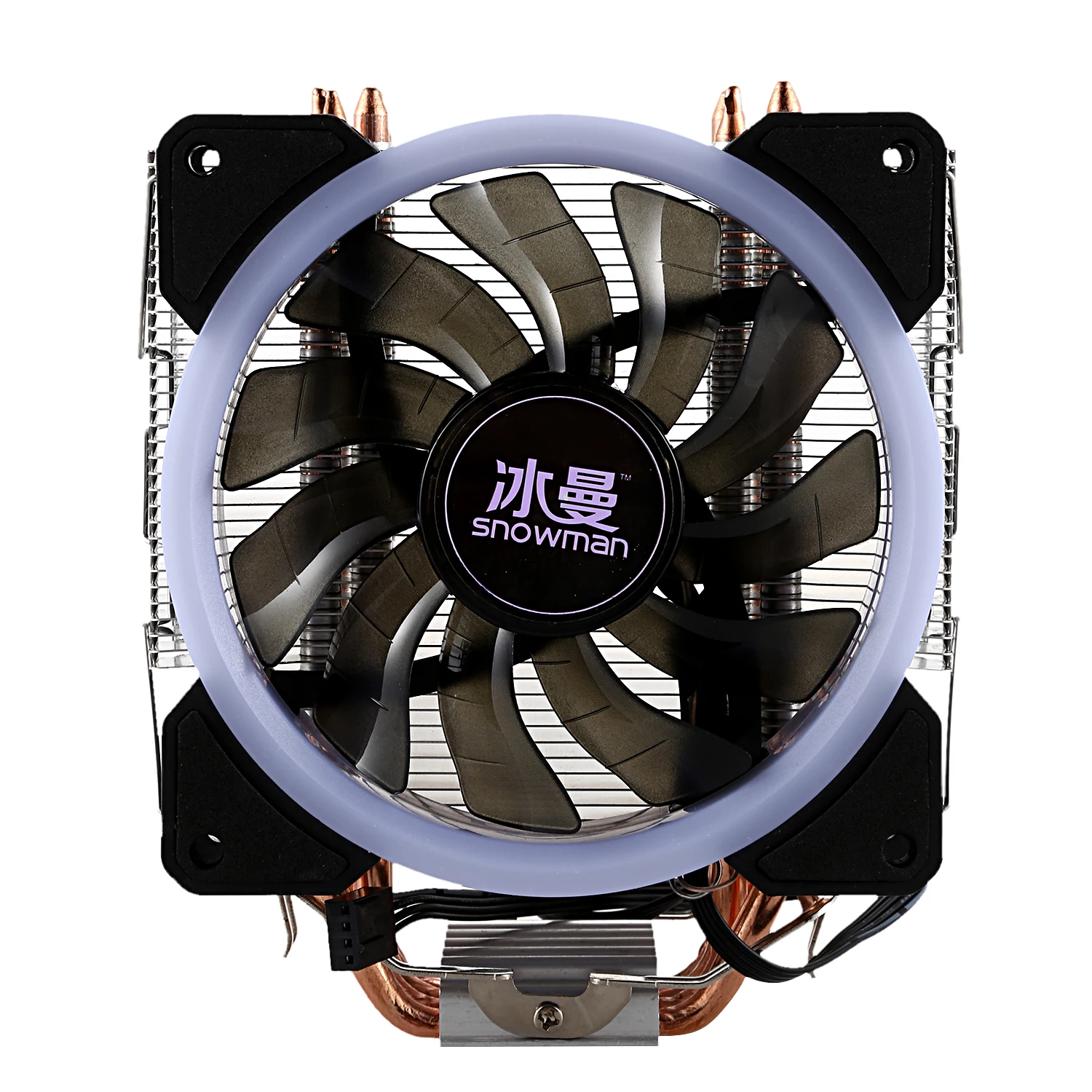 Online SNOWMAN LED CPU Cooler Master 4 contacto directo tubos de calor sistema de enfriamiento de torre de congelación CPU ventilador de refrigeración con ventiladores PWM