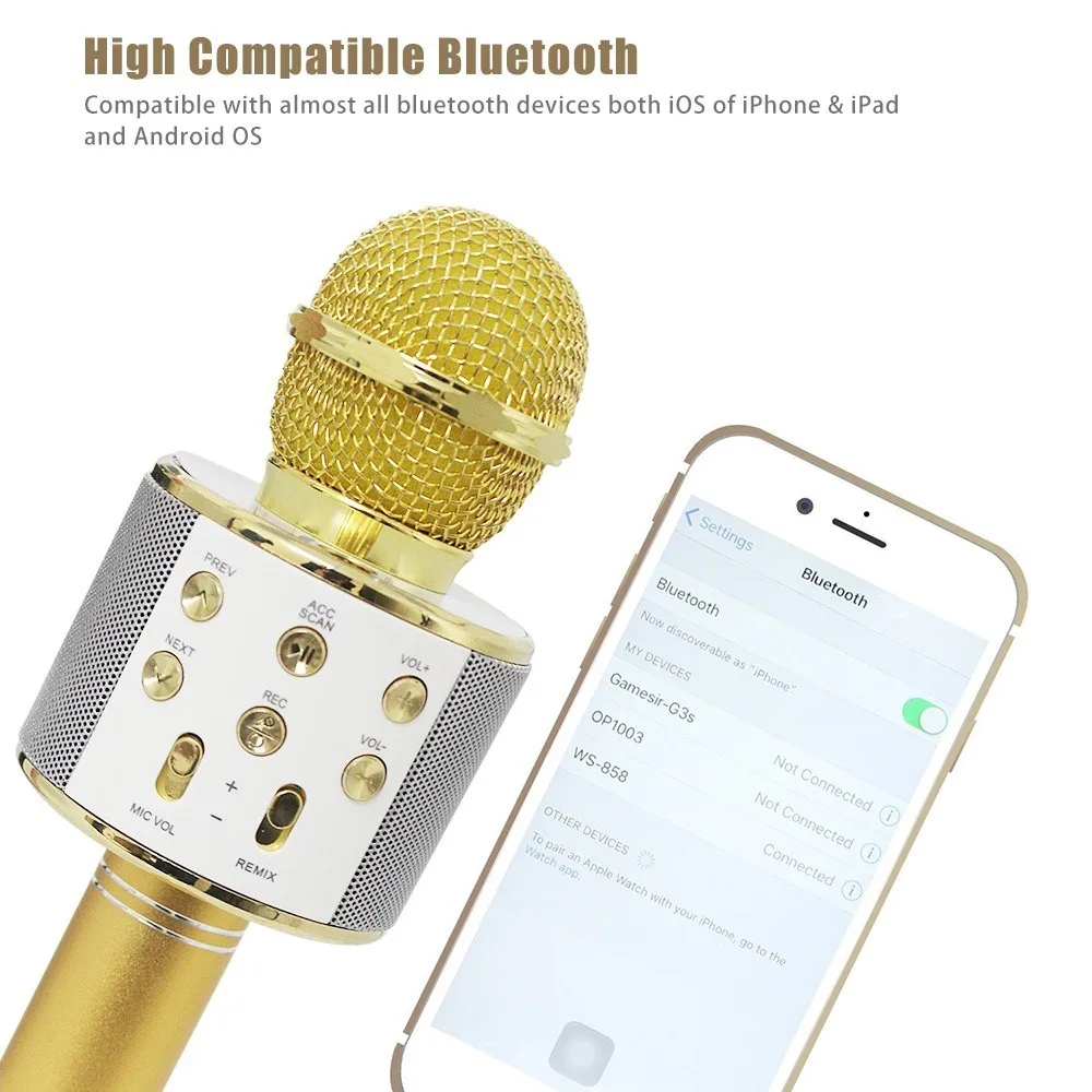 Портативный беспроводной конденсаторный ручной микрофон с поддержкой Bluetooth