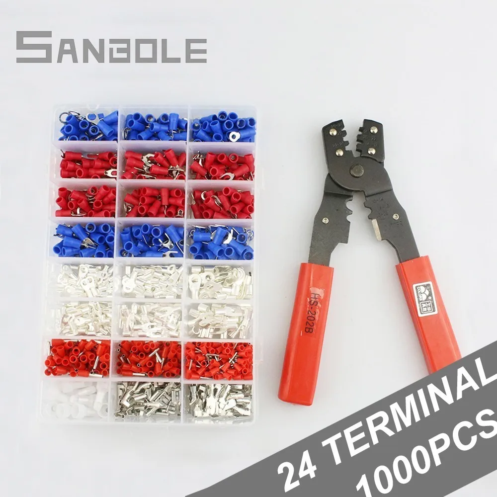 

Terminal box and Plier Wire Connection Cold Pressed End Tube Copper Joint Wire Connector Combination sets 24 types of terminals