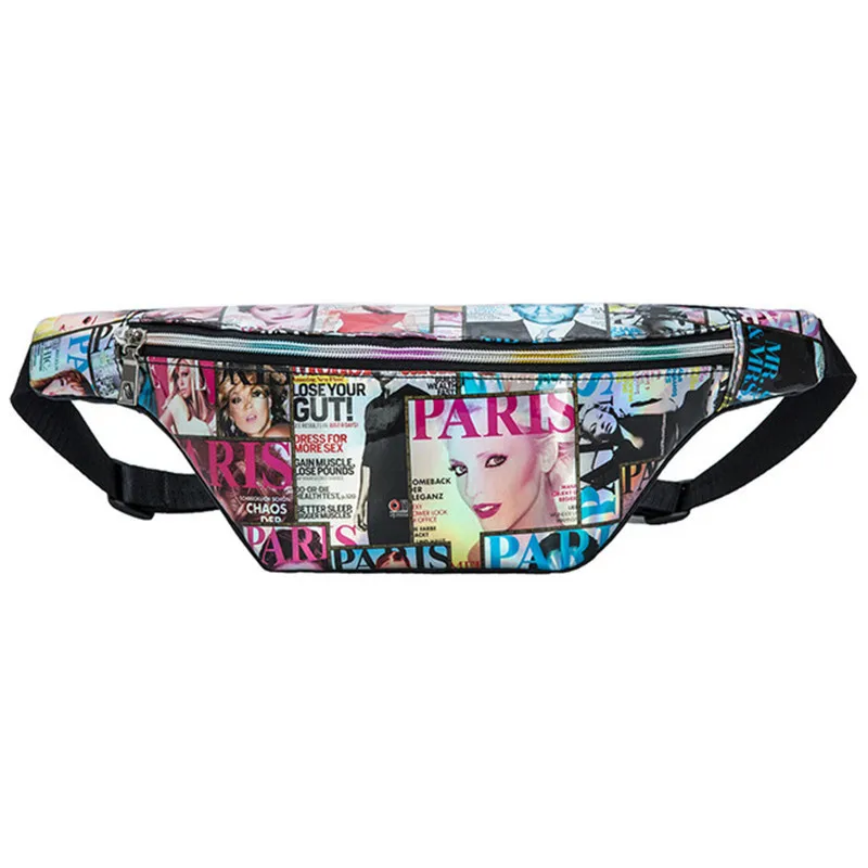

New Multi-functional waist bag Women laser pocket female color laser printing portrait sports chest bag gym bag