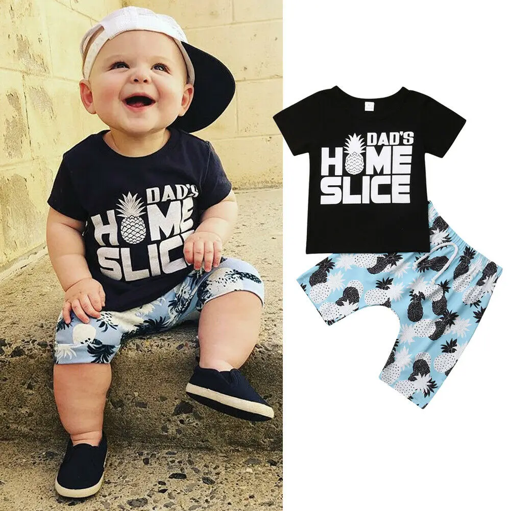 

Pudcoco 2019 Summer Baby Boys Clothes Home Slice Short leeves T Shirt Top + Pineapple Shorts Pants Outfits Casual Set