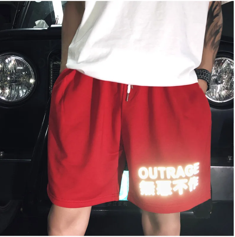 

Men's Outer Wear Shorts Summer New Youth Popular Loose Chinese Characters Printed Reflective Shorts Youth Casual Men's Clothing