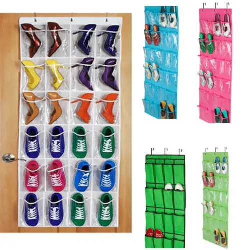 24 Pocket Shoe Space Door Hanging Organizer Rack Wall Bag Storage Closet Holder