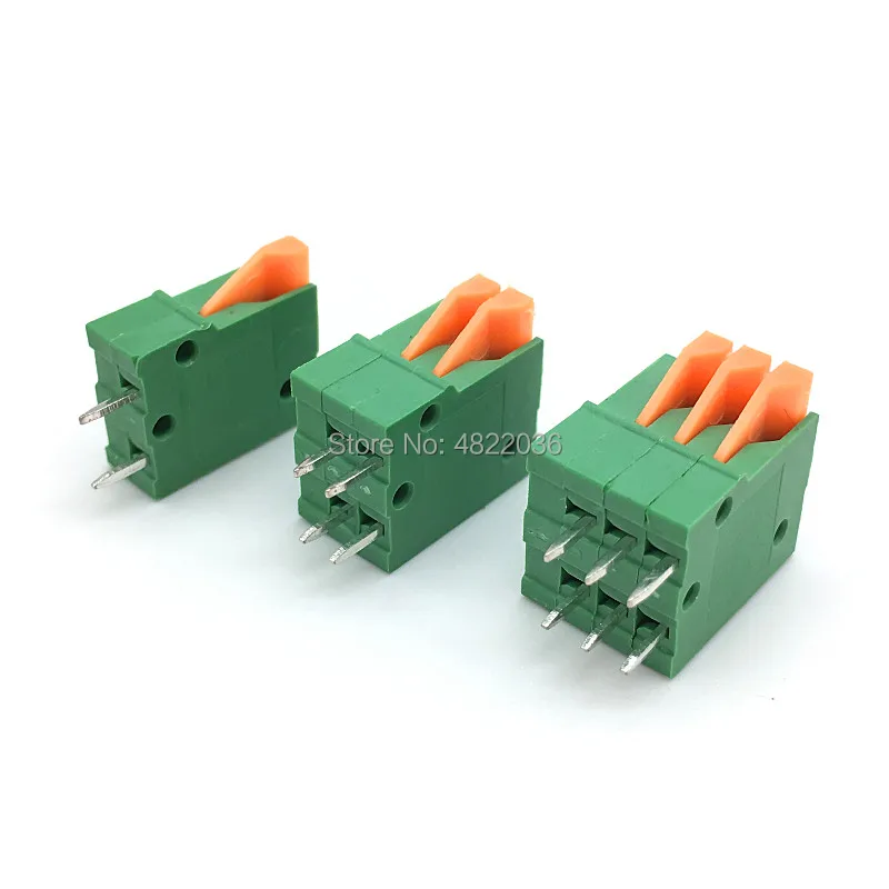 

50pcs KF141V 2.54mm Pitch Spring Terminal Blocks Connector 2/3/4/5/6/7/8/910Pin KF141R Straight Needle