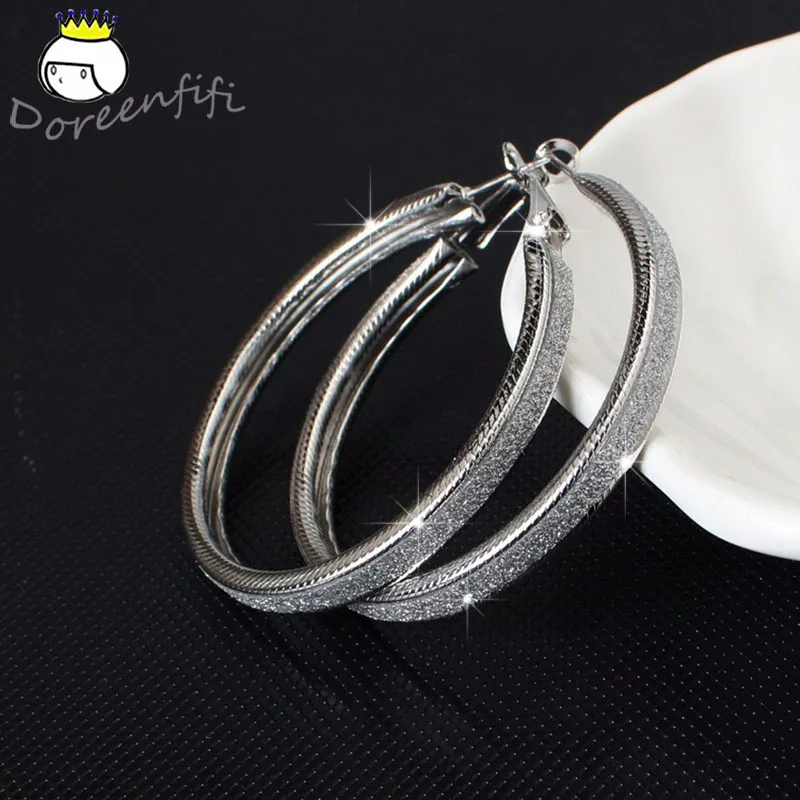 

New Silver-Color Big Circle Hoop Earrings Women Steampunk Ear Clip Party Jewelry Accessories Gift Brincos Oorbellen Pendientes