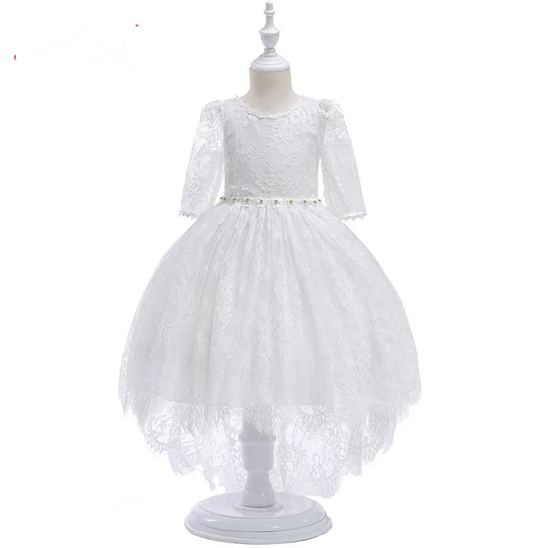 

Girls Birthday Long Dresses Children 2019 Sleeveless White Cute Lace Princess Dress Party Costume Vestidos 2-6 Years