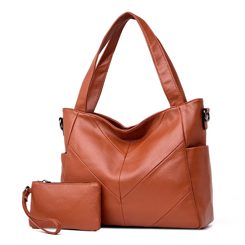 

Kajie 2 Sets Leather Women Big Tote Bags Female Casual Large Capacity Shoulder Bag Handbag High Quality Composite Bag Sac A Main