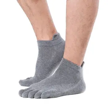 

1 Pair Men's Five Finger Toe Separate Socks Cotton Breathable Solid Ankle Socks