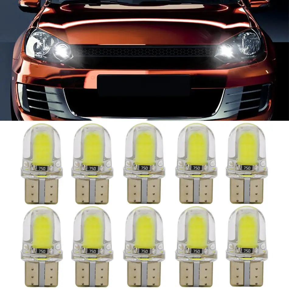 10 шт./компл. Автомобильные светодиодные лампы 194 168 W5W COB 8 SMD кремниевые