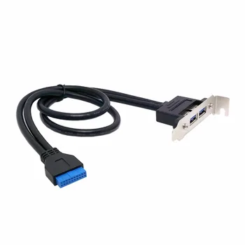 

10pcs/lot Cablecc 40cm USB 3.0 Female Back panel Dual Port to Motherboard 20pin Cable with Low Profile 95mm Height PCI Bracket