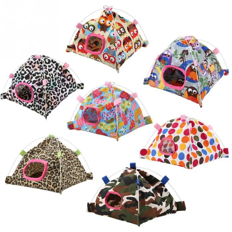 

7 Color Cartoon Parrot Tent + Coral Mat Hut Cage Snuggle Bed Mat for Parrot Birds