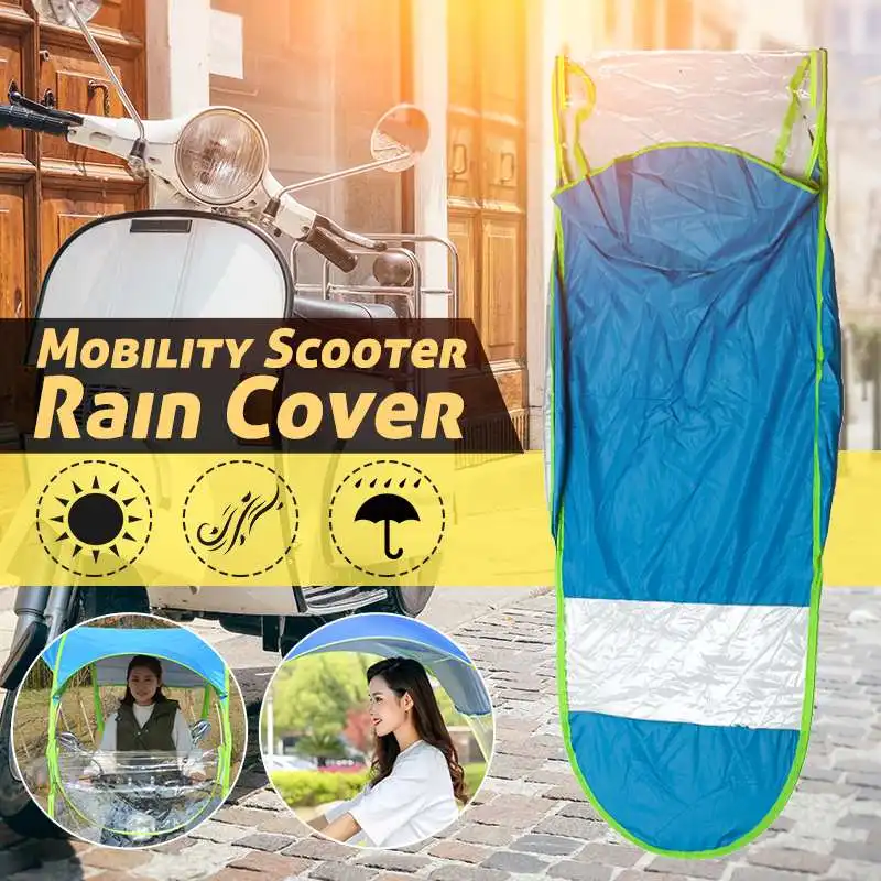 

2pcs Blue Motorbike Scooter Sun Rain Cover Wind Cover Electric Vehicle Prevent Umbrella 2.8*0.8*0.75M